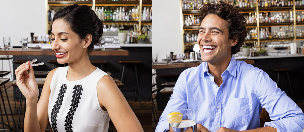 Man and woman wearing Invisalign